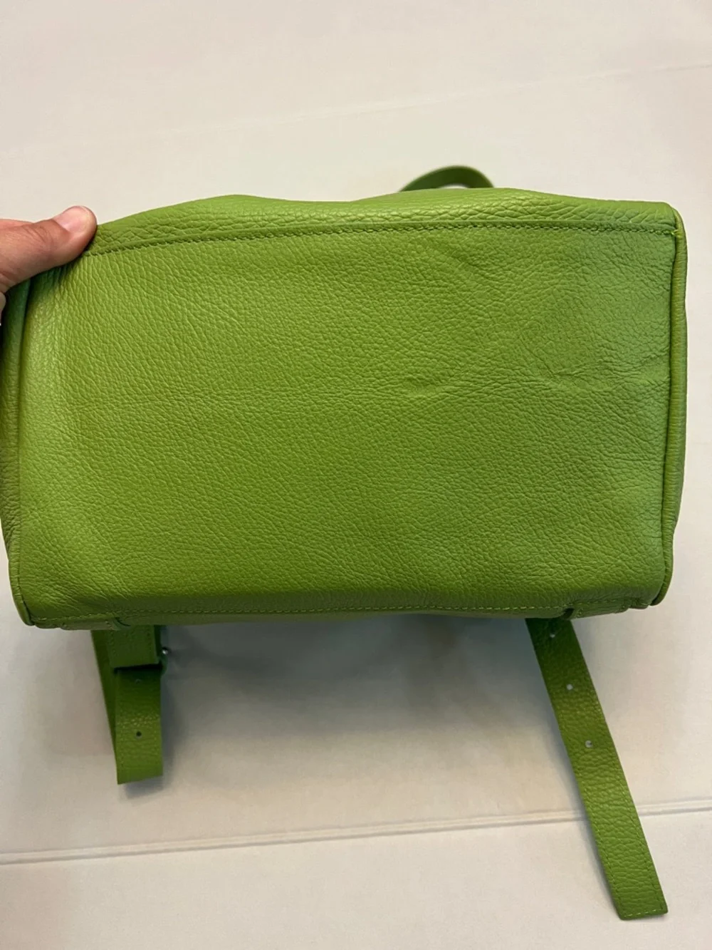 PELLETTERIA VENETA ITALY GREEN PEBBLED LEATHER BACKPACK BAG